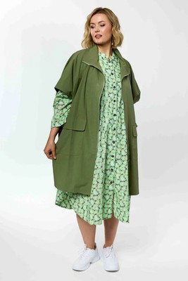 3-in-1 Baumwoll-Oversize Longtunika & Weste khaki alle Größen- Gozzip