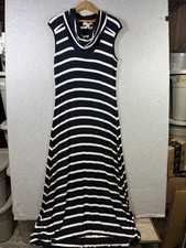 MICHAEL Michael Kors Dress Womens Medium Navy Striped Cowl Neck Maxi Sleeveless