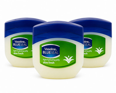 3 x Vaseline Aloe Fresh Light Hydrating Blue Seal Jelly, 3.38oz (100ml)