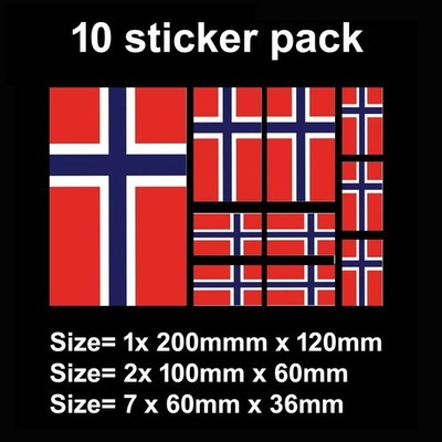 10X NORWEGEN NORWIGEN FLAGGE AUTOAUFKLEBER PACK MULTIPACK LAPTOP FENSTER AUTO VAN