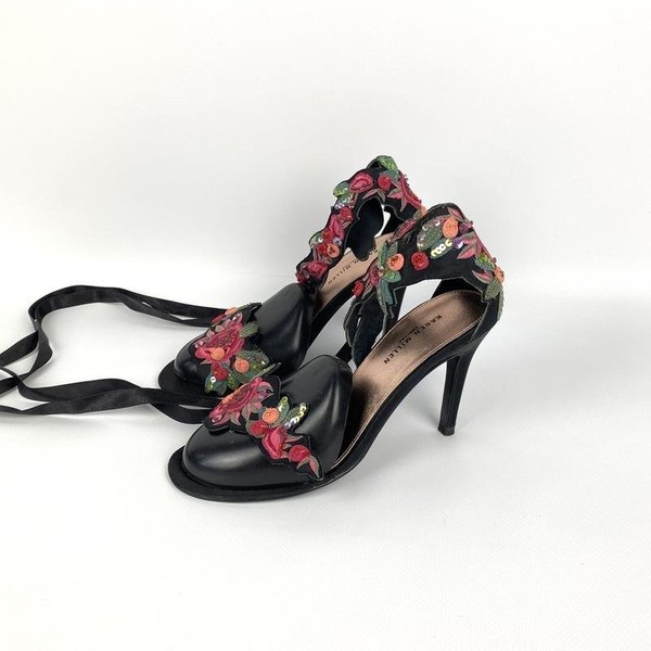 Women Karen Millen Heels Black Leather 35.5