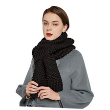 Winter Chunky Knit Scarf Warm Thick Wrap Pattern Long for Men and Women Black