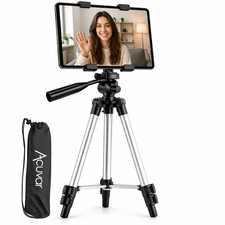 50" Tablet Tripod Stand Phone Holder Floor Mount Adjustable For 4"-10.9" ipad