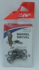 Eagle Claw 01012-019 Size 1/0 Black Barrel Swivel 3CT