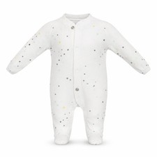 F&F Baby Romper One-Piece Size Newborn White Spotted Long Sleeve
