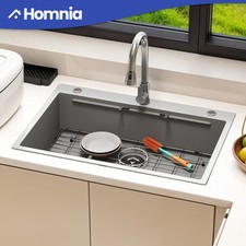 33" Kitchen Sink Stainless Steel Drop-In Top Mount Single Bowl Pull Out Faucet