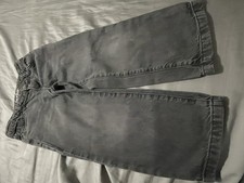 Cat  Jack Wide Leg Boys Gray Black Jeans Size 4 Button Zip Casual