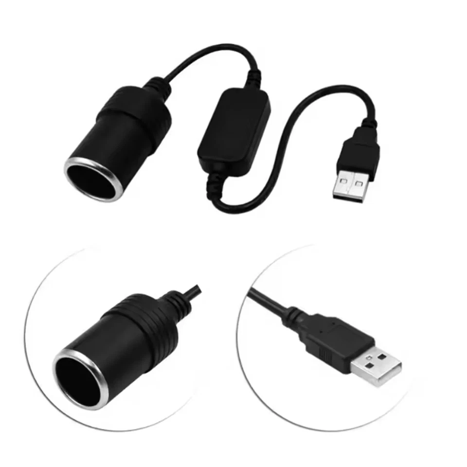 USB To 12V Car Cigarette Lighter Female Socket Converter Adapter Cable Connector - Image 2 of 4