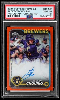 2024 Topps Chrome Logofractor Jackson Chourio PSA 10 Autograph Orange Refractor