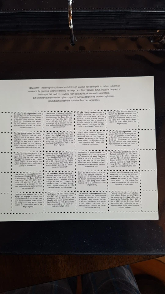 Scott #3337a, M/F/NH, Trains, Mint Sheet of 20, 33 cent, Perf 11, 1999 - Image 2 of 2