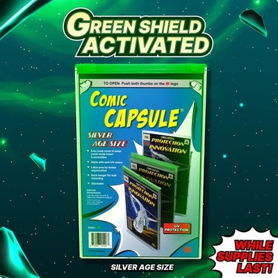 Comic Capsule GREEN Silver Age Comic Protector Comic Display Case Wall mounting 