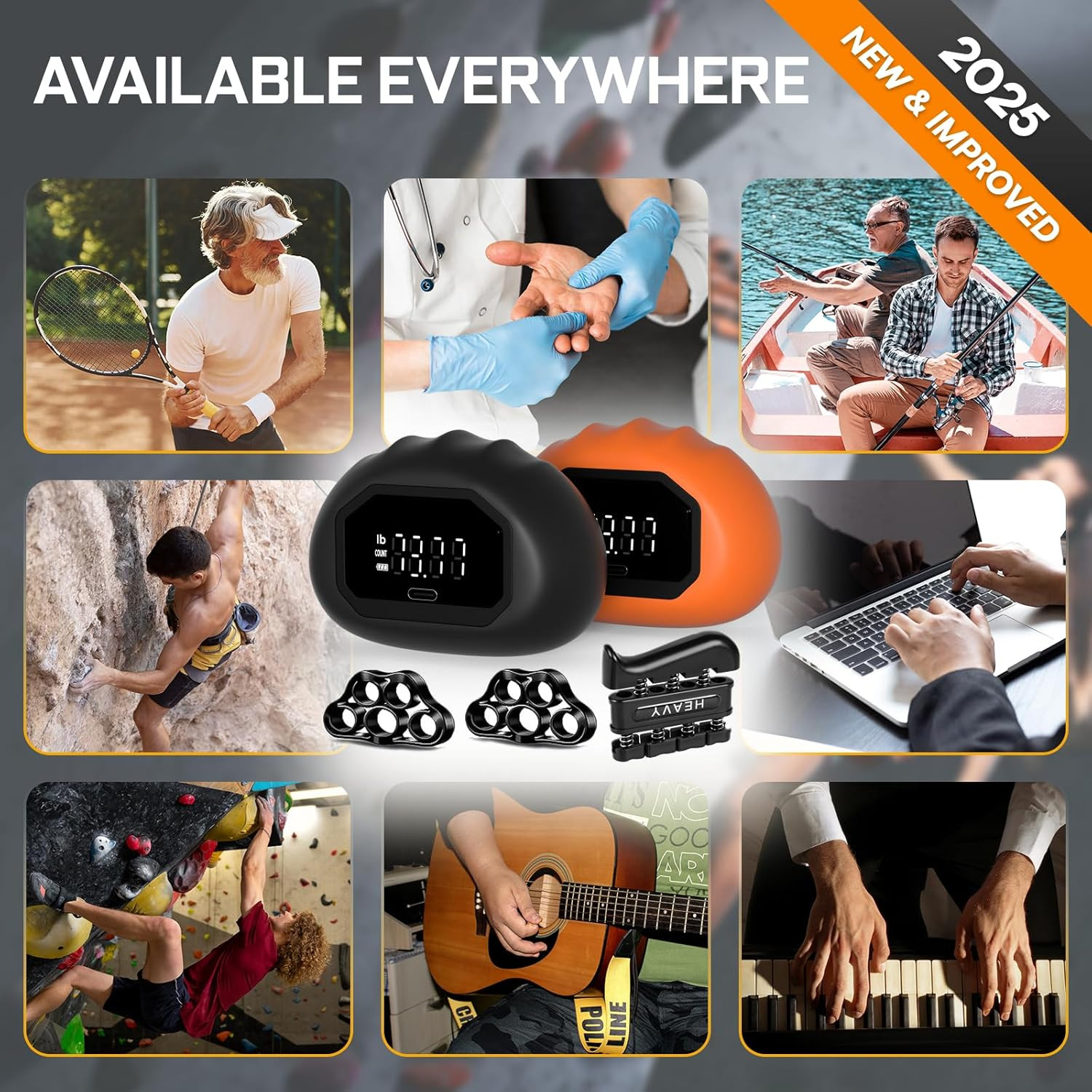 Funny Palm Grip Strength Tester Trainer - Strength Dynamometer Rechargeable Hand