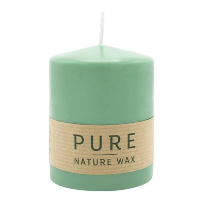 PURE NATURAL WAX, Smaragd, Stumpenkerze, WENZEL, 90/70 mm, Brenndauer ca. 30h, 1