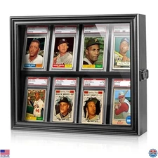 Premium Graded Card Display Frame - Wall-Mounted Baseball Card Showcase Case