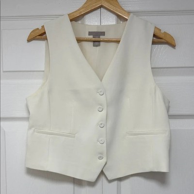 H&M Cream Classic Women's Button Vest, SZ S