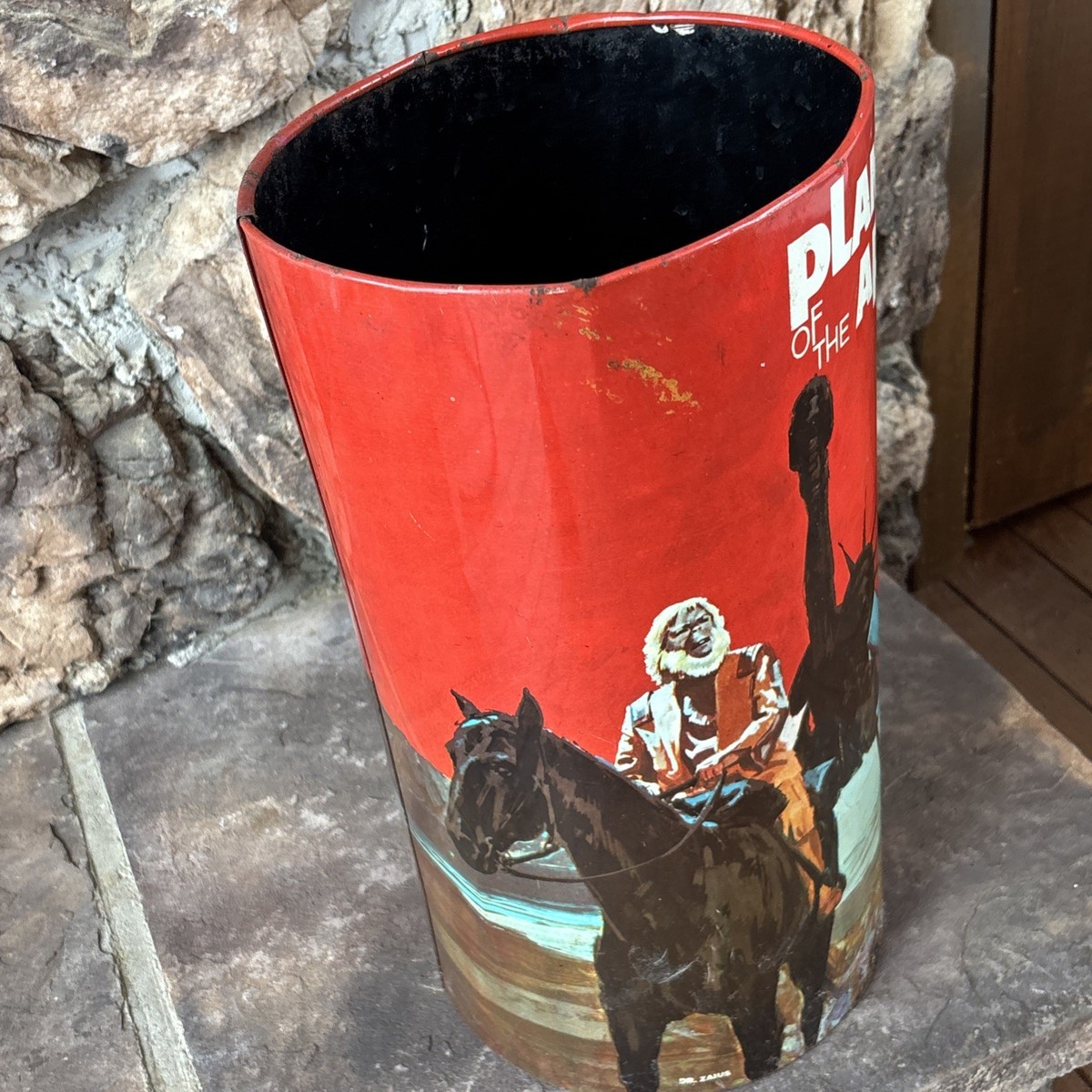 Vintage Cheinco 1967 Planet of the Apes Metal Garbage Trash Can