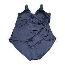 City Chic Medium Black One Piece Swimsuit W/ Crossover Tummy Slimming Effect