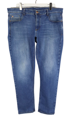 CAMEL ACTIVE Madison Jeans Mens W40/L32 Blue Whiskers Faded Slim Fit Zip Fly