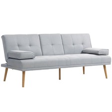 HOMCOM Divano Letto 3 Posti Design Scandinavo Reclinabile 2 Braccioli Staccabili