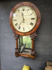 Antique Fusee Wall Drop Dial  Clock