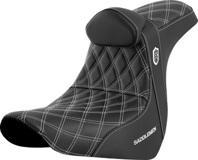 SADDLEMEN Pro Series SDC Performance Fits Seat - W/ Backrest - White Stitch -