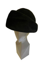 Vintage velour felt hat easy fit change shape slanted classic headpiece, hat.