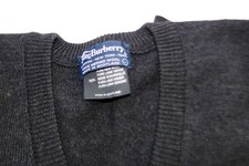 Burberry Black 100 Merino Wool V Neck Pullover Men's Size L Made in Scotland