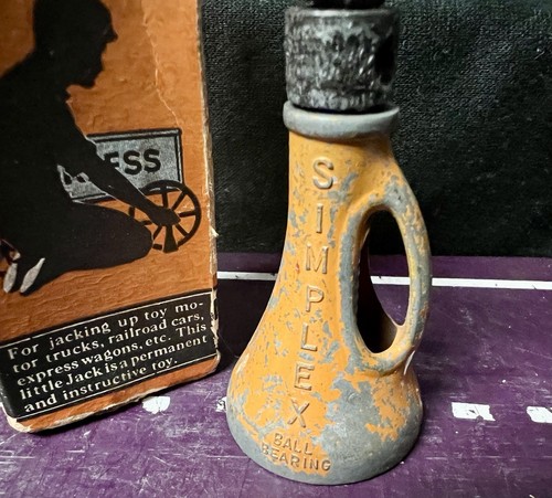 VINTAGE SELTENER 1930-40er JAHRE SPIELZEUG GUSSEISEN SIMPLEX SCHRAUBENHEBER mit OVP! - Bild 8 von 11