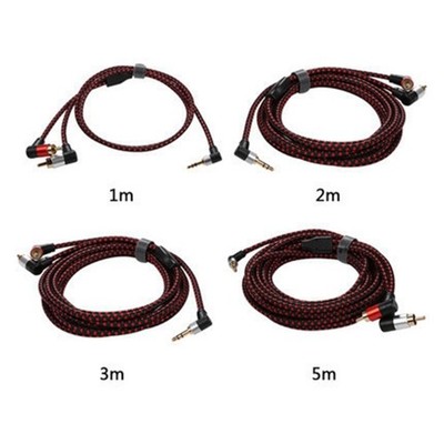 90° RCA Cable Jacks 3.5mm to 2RCA Music Stereo Cable Male Splitter for TV PC
