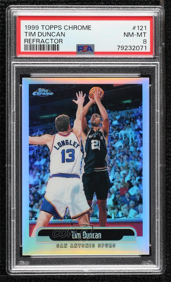 1999-00 Topps Chrome Refractor Tim Duncan #121 PSA 8 HOF 1v6