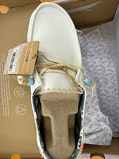 Hey Dude Wendy Natural White Slip-On Lightweight Comfort Shoes US 7 EU 38
