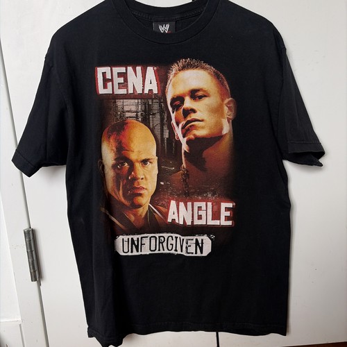 WWE Wrestling Unforgiven 2005 John Cena vs Kurt Angle T-Shirt Large RARE