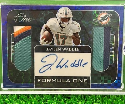 2022 Panini One Jaylen Waddle Formula One Auto Patch Blue 01/75 1st Dolphins