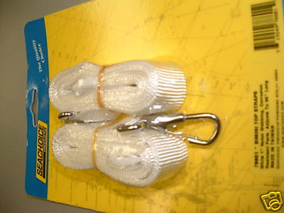 BIMINI TOP WHITE CANVAS STRAPS BOAT TOP HARDWARE PAIR 788011 ADJUSTABLE 96''