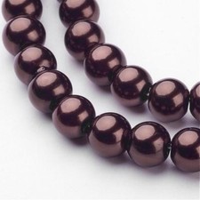 110 Glass Pearl Beads Dark Brown 8mm BULK Wholesale Beads 32" Fall Jewelry