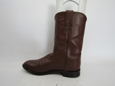 Justin Mens Size 7.5 D Brown Leather Roper Cowboy Western  display picture 2