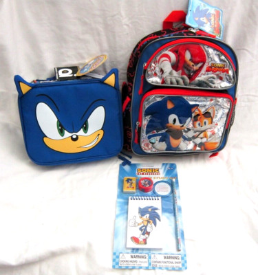 SONIC THE HEDGEHOG,TAILS&KNUCKLES 12'' BACKPACK,4PC STATIONARY&SONIC 9.5''LUNCHBOX