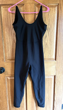 Black Unitard Sleeveless Long Legs Sleeveless Scoop Neck - See Description