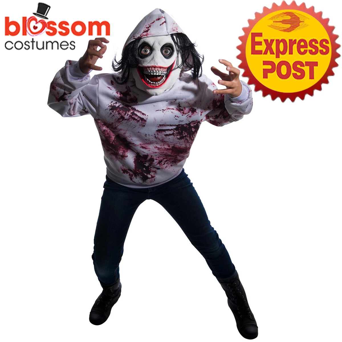 CK1775 Go To Sleep Ghoul Creepy Pasta Boys Jeff The Killer Halloween Costume