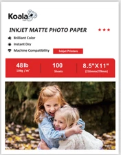 Koala Premium Matte Photo Paper 100 Sheets 8.5x11 48lb 180g for Inkjet Printer
