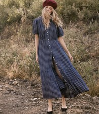 do EN Garden plaid printed long dress