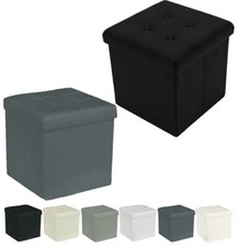 PUFF POUF CONTENITORE QUADRATO ECOPELLE PANCA BAULE 38X38CM TRAPUNTATO BOTTONI