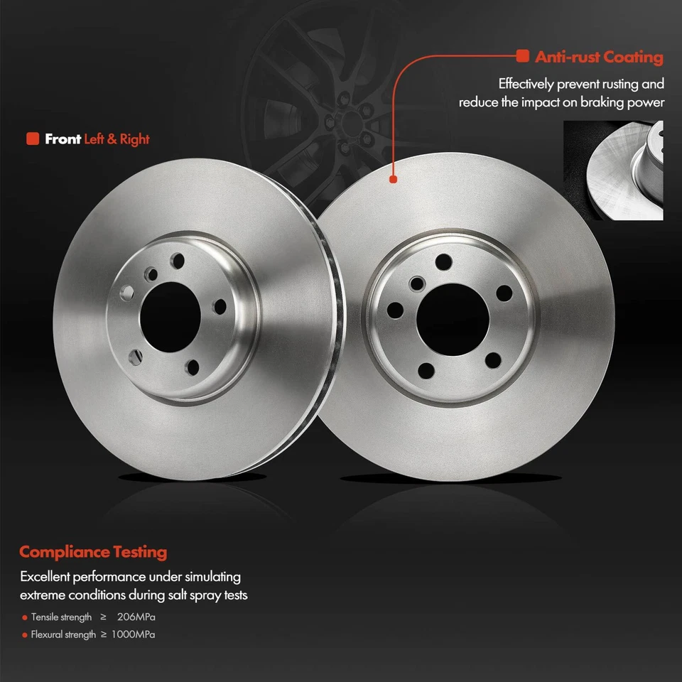 Rotores de freno de disco delanteros izquierdo y derecho para BMW 535i GT xDrive 2011-2017 740Li Foto 2 de 4