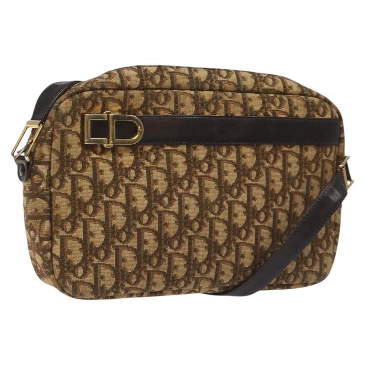 Sac bandoulière Christian Dior trotteur toile marron authentique EC573