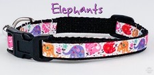Elephants cat or small dog collar 1/2" wide adjustable handmade bell or leash