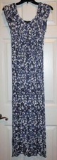 Forever 21 Woman's Blue Paisley Crinkle Long Maxi Dress Sz Medium