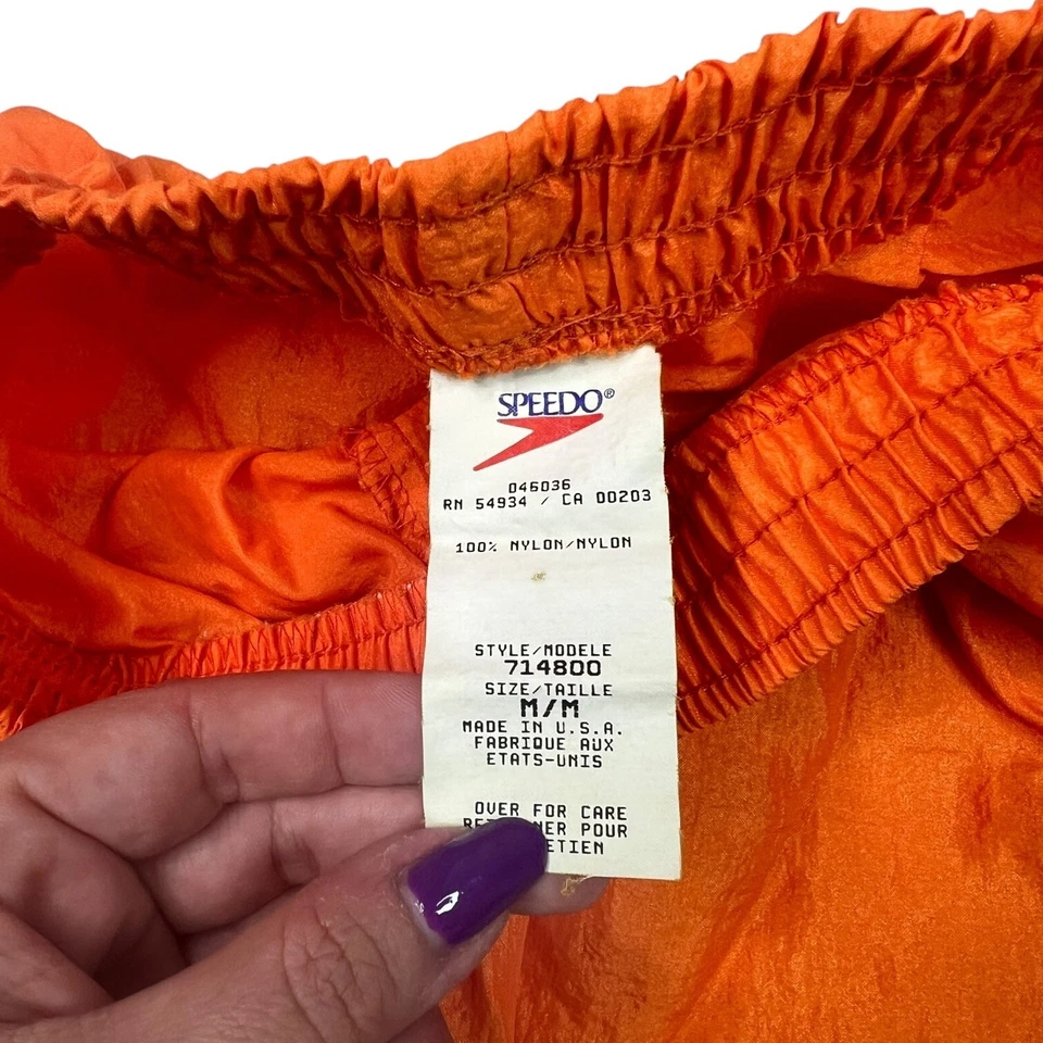 Speedo De Colección Años 90 Cortavientos Nylon Natación Correr Pantalones Cortos Naranja Juvenil Mediano Foto 4 de 4