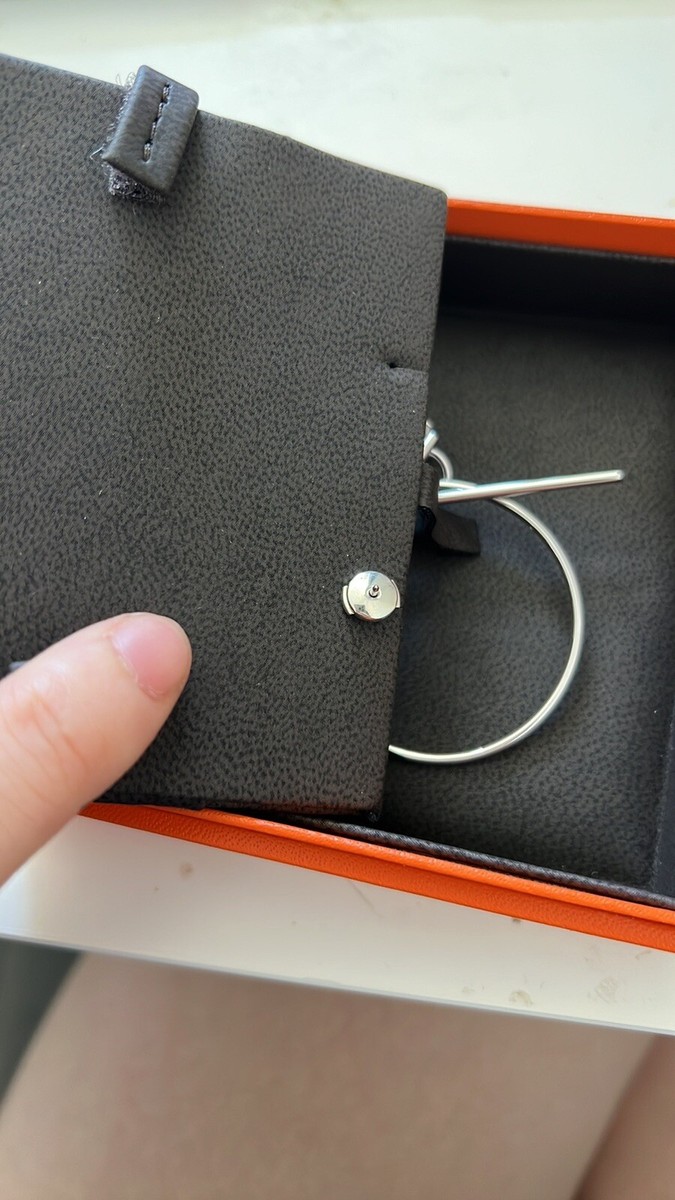 HERMES Authentic New Sterling Silver Medium Loop Earrings