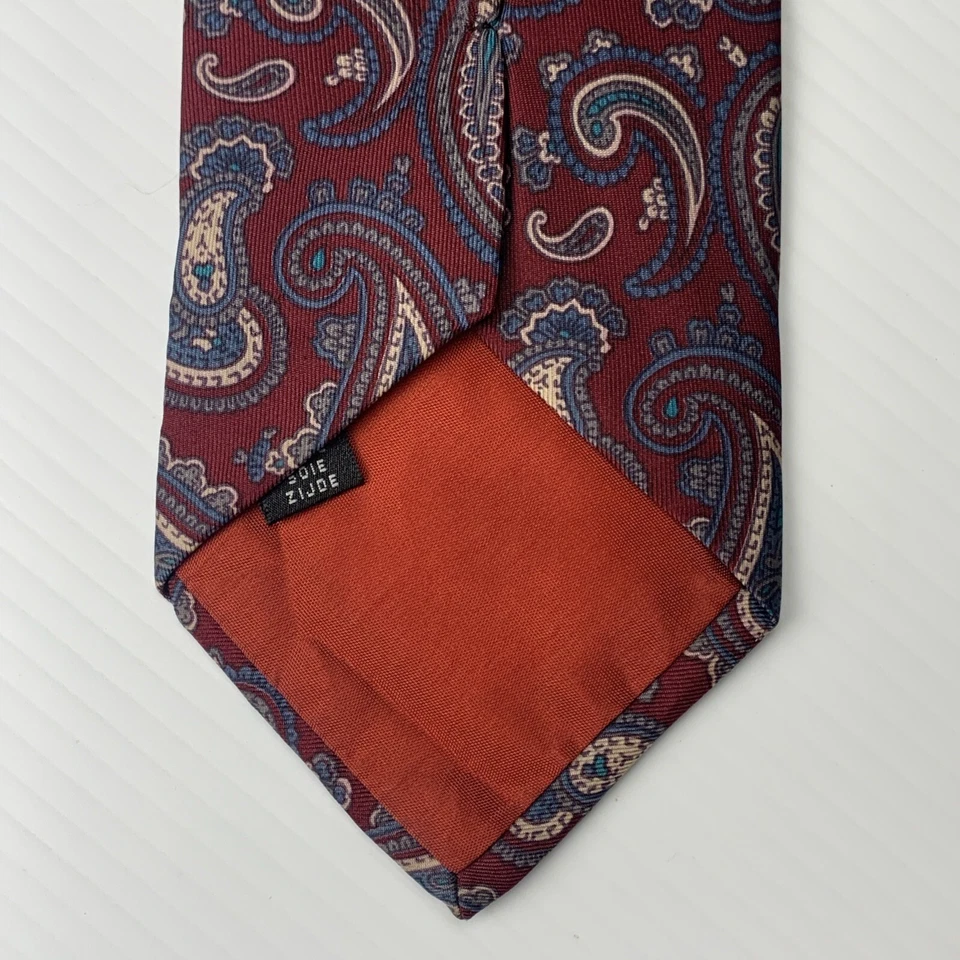 Corbata de seda HANOVER SQUARE para hombre talla 3,5" x 58,5" azul borgoña cachemira iglesia Foto 3 de 4