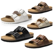 Women Open Toe Comfortable Slide Sandals Cork Footbed Slip On Flat Sandals